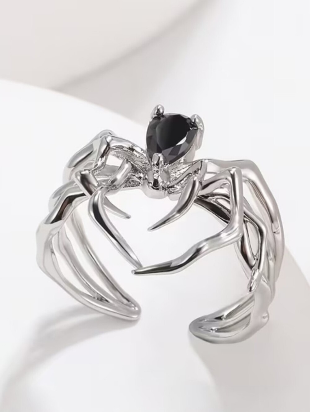 Onyx Spider On Silver Both Faux But, You Wouldn't Know! - Picture 3 of 4